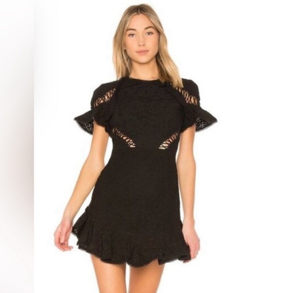 Zimmermann Black Eyelet Long Sleeve Dress